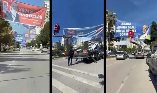 Adana Valisi seçim afişleri kaldırılıyor: Bu iş kontrolden çıktı
