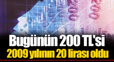 Bugünün 200 TL'si 2009 yılının 20 lirası oldu