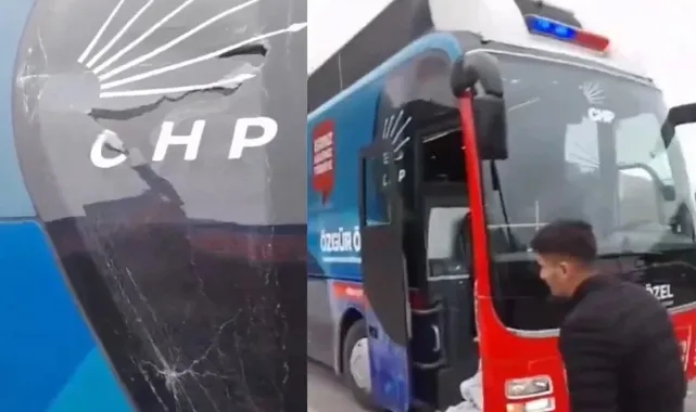 CHP otobüsüne Trabzon'da taşlı saldırı