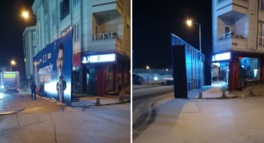 Erdoğan'ın mitingi öncesi dikkat çeken detay: Dev afişle kapatıldı