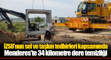 İZSU’nun sel ve taşkın tedbirleri kapsamında Menderes’te 34 kilometre dere temizliği