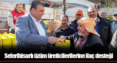 Seferihisarlı üzüm üreticilerilerine ilaç desteği