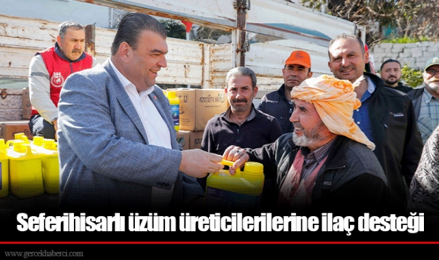 Seferihisarlı üzüm üreticilerilerine ilaç desteği