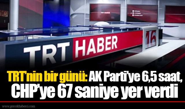 TRT’nin bir günü: AK Parti’ye 6,5 saat, CHP’ye 67 saniye yer verdi