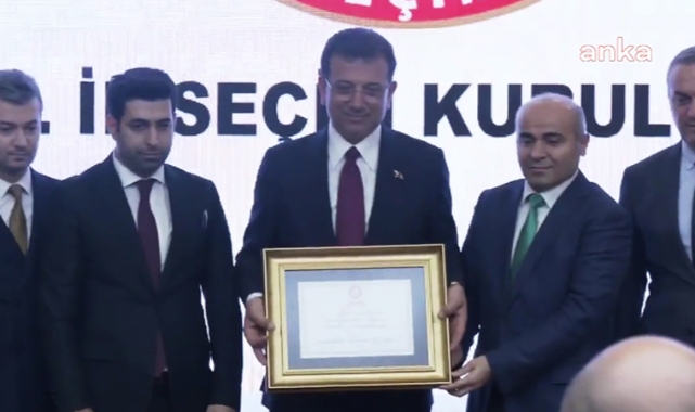 Ekrem İmamoğlu mazbatasını aldı