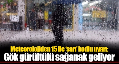 Meteorolojiden 15 ile ‘sarı’ kodlu uyarı: Gök gürültülü sağanak geliyor