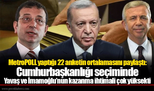 MetroPOLL yaptığı 22 anketin ortalamasını paylaştı: Cumhurbaşkanlığı seçiminde Yavaş ve İmamoğlu’nun kazanma ihtimali çok yüksekti