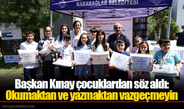 Başkan Kınay çocuklardan söz aldı: Okumaktan ve yazmaktan vazgeçmeyin