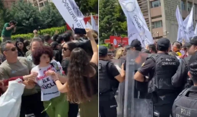 Özel sektör öğretmenleri müdahalesine rağmen Meclise yürüdü