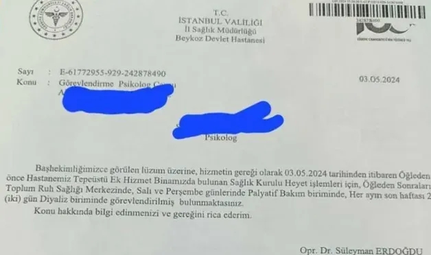 Psikolog 4 ayrı yere görevlendirildi: 'Lüzum ve hizmet gereği'