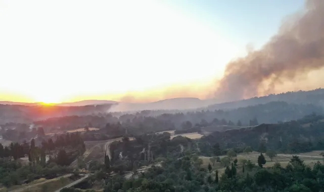 Çanakkale'deki orman yangınına müdahale sürüyor