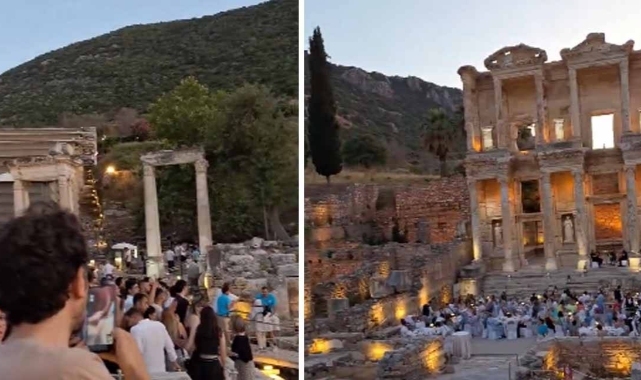 Efes Antik Kenti'nde "özel davet" krizi: Kütüphaneye alınmayan vatandaşlar tepki gösterdi