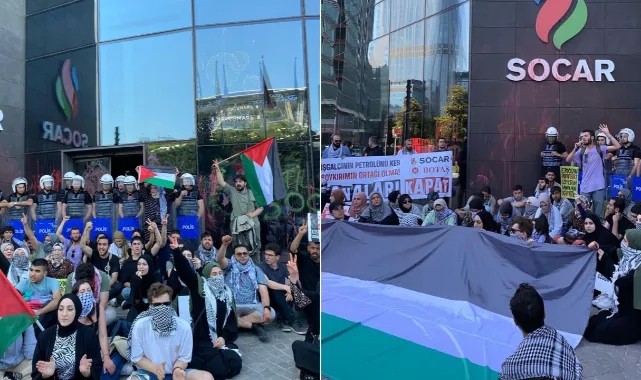 SOCAR'ı protesto eden Filistin İçin Bin Genç'ten 16 kişi operasyonla gözaltına alındı