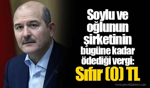 Soylu ve oğlunun şirketinin bugüne kadar ödediği vergi: Sıfır (0) TL
