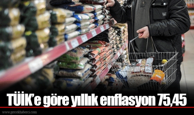 TÜİK'e göre yıllık enflasyon 75,45