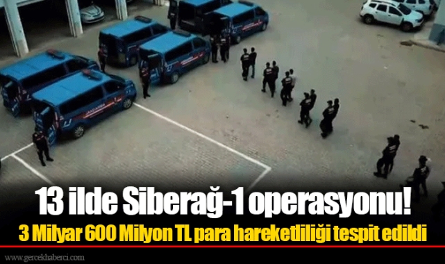 13 ilde Siberağ-1 operasyonu! 3 Milyar 600 Milyon TL para hareketliliği tespit edildi