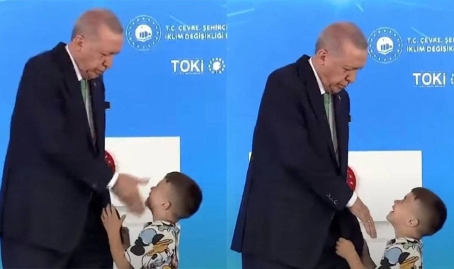 Erdoğan elini öpmeyen çocuğa tokat atıp harçlık verdi