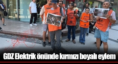 GDZ Elektrik önünde kırmızı boyalı eylem