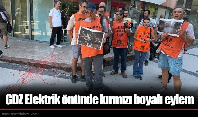 GDZ Elektrik önünde kırmızı boyalı eylem