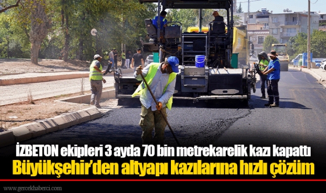 İZBETON ekipleri 3 ayda 70 bin metrekarelik kazı kapattı  