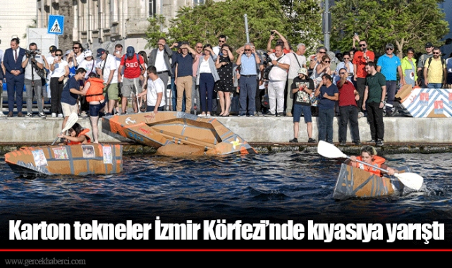 Karton tekneler İzmir Körfezi’nde kıyasıya yarıştı  