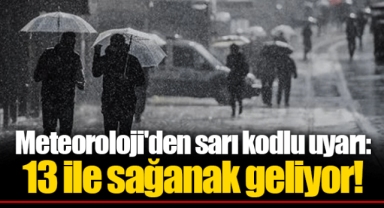 Meteoroloji'den sarı kodlu uyarı: 13 ile sağanak geliyor!