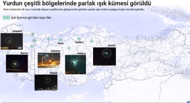 Yurdun çeşitli bölgelerinde parlak ışık kümesi görüldü