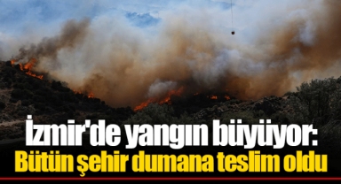 İzmir'de yangın büyüyor: Bütün şehir dumana teslim oldu
