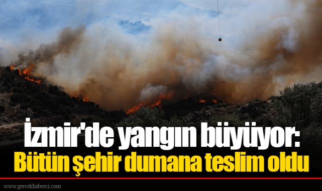 İzmir'de yangın büyüyor: Bütün şehir dumana teslim oldu