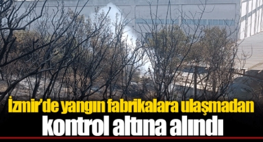 İzmir’de yangın fabrikalara ulaşmadan kontrol altına alındı
