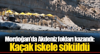 Mordoğan’da Akdeniz fokları kazandı: Kaçak iskele söküldü