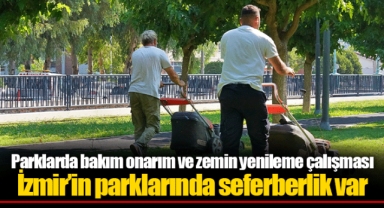 Parklarda bakım onarım ve zemin yenileme çalışması
