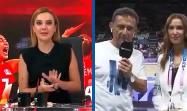 TRT Spor canlı yayında Başak Koç'tan spiker Kerem Öncel'e sert gönderme: Karakter sandalyenin üzerine çıkarak yükselmiyor