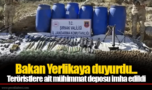 Bakan Yerlikaya duyurdu... Teröristlere ait mühimmat deposu imha edildi