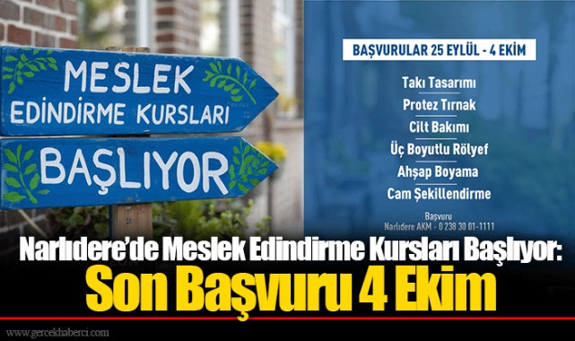 Narlıdere’de Meslek Edindirme Kursları Başlıyor: Son Başvuru 4 Ekim