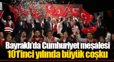 Bayraklı’da Cumhuriyet meşalesi 101’inci yılında büyük coşku