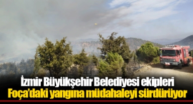 İzmir Büyükşehir Belediyesi ekipleri Foça’daki yangına müdahaleyi sürdürüyor