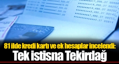 81 ilde kredi kartı ve ek hesaplar incelendi: Tek istisna Tekirdağ
