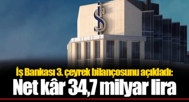 İş Bankası 3. çeyrek bilançosunu açıkladı: Net kâr 34,7 milyar lira