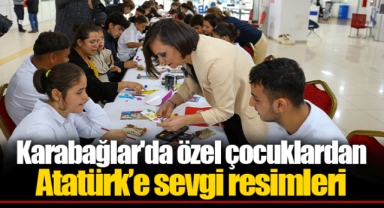 Karabağlar'da özel çocuklardan Atatürk’e sevgi resimleri