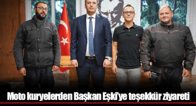 Moto kuryelerden Başkan Eşki’ye teşekkür ziyareti