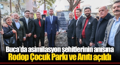 Buca’da asimilasyon şehitlerinin anısına Rodop Çocuk Parkı ve Anıtı açıldı