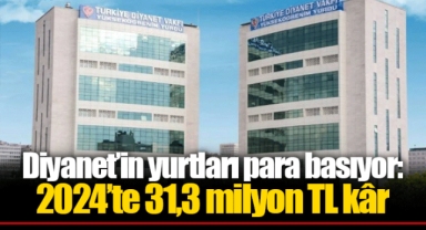 Diyanet’in yurtları para basıyor: 2024’te 31,3 milyon TL kâr