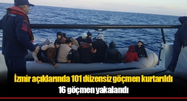 İzmir açıklarında 101 düzensiz göçmen kurtarıldı, 16 göçmen yakalandı
