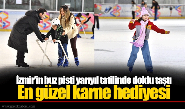 İzmir'in buz pisti yarıyıl tatilinde doldu taştı