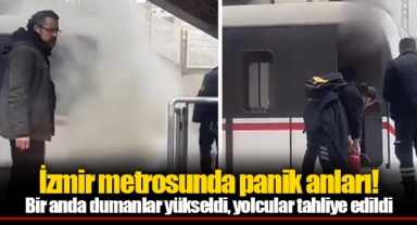 İzmir metrosunda panik anları! Bir anda dumanlar yükseldi, yolcular tahliye edildi