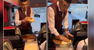 Yolculara çiğköfte veren otobüs firması... Görüntüye yorum yağdı