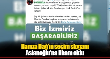 AK Parti’li Hamza Dağ’ın seçim sloganı CHP İzmir İl Başkanı Aslanoğlu’nun oldu…