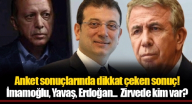 Anket sonuçlarında dikkat çeken sonuç! İmamoğlu, Yavaş, Erdoğan... Zirvede kim var?