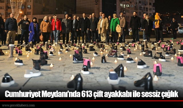 Cumhuriyet Meydanı'nda 613 çift ayakkabı ile sessiz çığlık